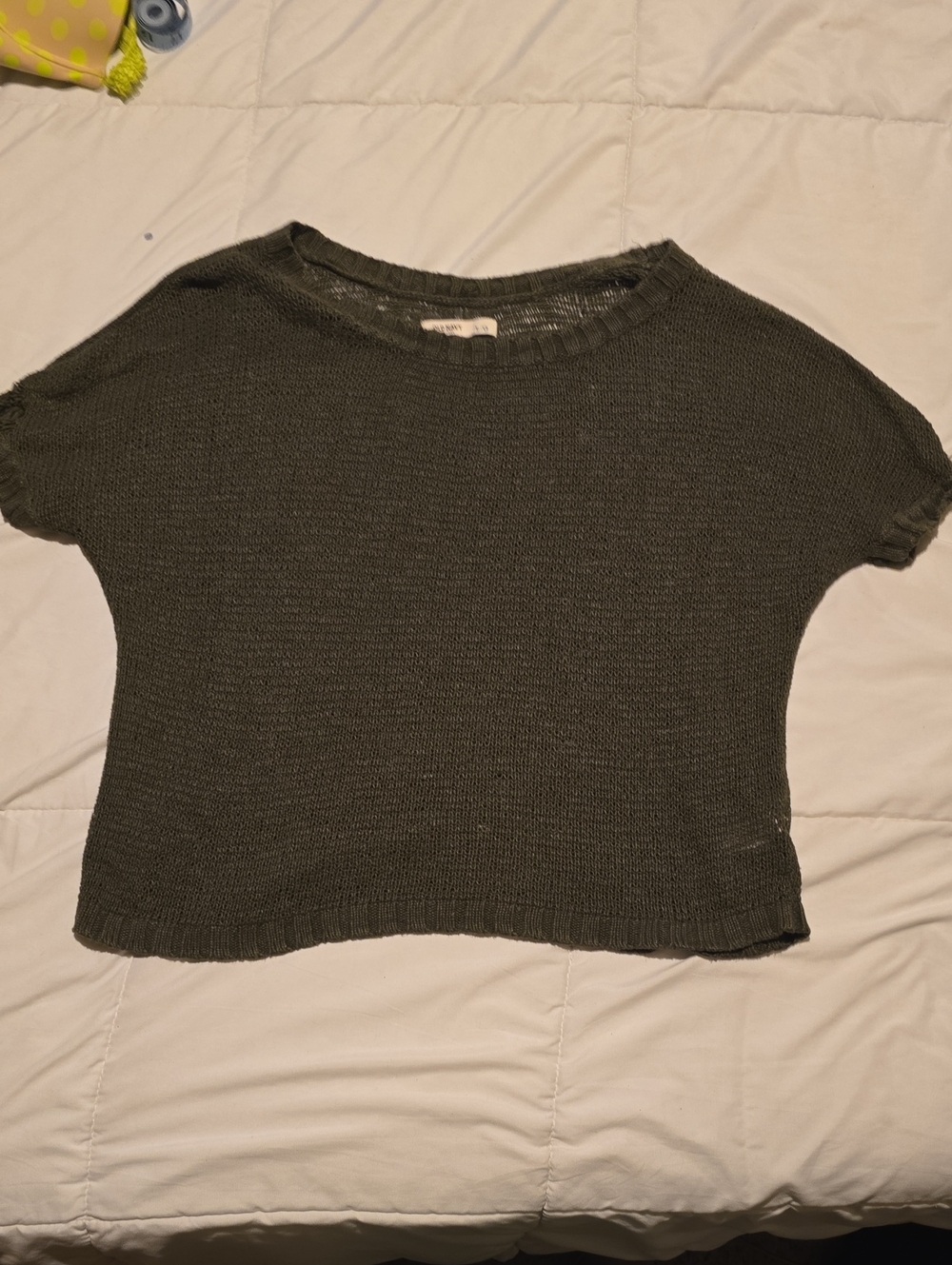 Old Navy Olive Green Short Sleeve Open Knit Sweater